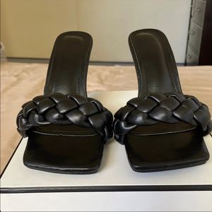 Braided Stiletto Heeled Mules